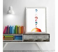 LIMAIDUO Affiche du système solaire, impression de planètes, aquarelle, soleil, chambre d'enfant, art mural, toile, décoration d'intérieur, cadre 50x70 cm