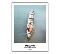 LIMAIDUO Affiche Laos, Chutes de Luang Prabang, Coucher de soleil sur le Mékong en Asie, impression sur toile décorative, paysage de voyage (80x120cm/sans cadre)