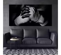LIMAIDUO Affiche Main de Boxeur, Art Mural Moderne et Minimaliste, Image de Force Noir et Gris, Décoration pour Salon, Maison, Bureau, Salle de Sport, Impression sur Toile (30x60cm/Cadre Intérieur)