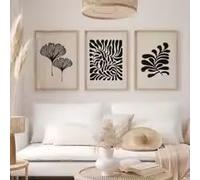 LIMAIDUO Affiche minimaliste bohème style Matisse, motif botanique de feuilles, sur toile, décoration murale (70 x 100 cm x 3 / cadre intérieur)