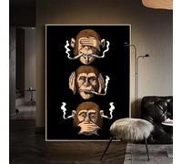 LIMAIDUO Affiche murale abstraite classique et humoristique représentant un singe fumeur, impression sur toile (60 x 80 cm, sans cadre), décoration pour salon ou chambre à coucher.