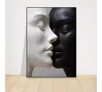 LIMAIDUO Affiche murale en noir et blanc représentant un visage brisé, art abstrait, impressions d'art mural pour femmes, portraits pour salon et chambre, toile (70x100cm/sans cadre)