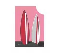 LIMAIDUO Affiche murale vintage d'été avec parasol rose et blanc, thème plage et soleil, style bohème minimaliste, aventure tropicale (20 x 30 cm/cadre intérieur).