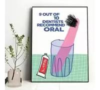 LIMAIDUO Affiche tendance pour salle de bain avec brosse à dents, impression sur toile, décoration murale amusante pour appartement moderne (80 x 120 cm/cadre intérieur)