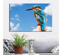 LIMAIDUO Affiches et impressions d'oiseaux modernes, peinture sur toile, décoration intérieure, images colorées de martin-pêcheur, décoration murale (80x120cm/cadre intérieur)