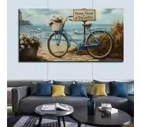 LIMAIDUO Affiches et impressions modernes : phare blanc, plage, vagues, océan, paysage marin, paysage naturel (40 x 80 cm/cadre intérieur)