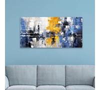 LIMAIDUO Décoration murale abstraite bleue pour bureau, impression de peinture abstraite, affiche, art mural moderne et minimaliste pour salon, peinture sur toile (70x140cm/sans cadre)