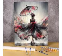 LIMAIDUO Femmes chinoises à l'ombrelle, coloriage par numéros, toile, affiches et impressions modernes, décoration murale, peinture 60x80cm sans cadre