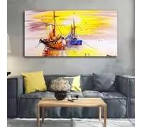 LIMAIDUO Grande affiche vintage représentant un magnifique paysage maritime avec des voiliers et des mouettes au coucher du soleil, sur toile, pour la décoration murale (20 x 40 cm, sans cadre).