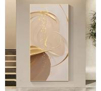 LIMAIDUO Grande toile d'art au trait doré, affiches dorées abstraites, décoration murale moderne beige et or, cadre 60x120 cm