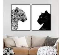 LIMAIDUO Grandes affiches murales en noir et blanc représentant un léopard et une panthère, posters d'animaux sauvages pour la décoration du salon (20 x 30 cm x 2 / sans cadre)