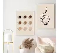 LIMAIDUO Impression d'art minimaliste en noir et blanc, dessin abstrait de tasse de café, affiche murale sur toile, décoration moderne pour café, boutique ou cuisine (60 x 90 cm x 2 / sans cadre)