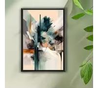 LIMAIDUO Impression sur toile abstraite moderne, formes géométriques vertes, grises et beiges - Idéale pour la famille, le bureau, le café (70 x 100 cm/cadre intérieur)