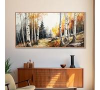 LIMAIDUO Impression sur toile aquarelle représentant un bouleau jaune d'automne, décoration murale pour salon moderne, cadre 90 x 180 cm