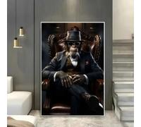 LIMAIDUO Impression sur toile de singe gangster moderne, costume de singe abstrait, affiche sur toile, décoration murale animale, 60x90cm, sans cadre