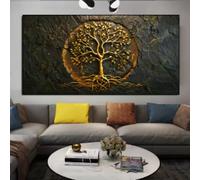 LIMAIDUO Impression sur toile moderne abstraite représentant un arbre de vie doré, décoration murale pour salon ou chambre à coucher, 60 x 120 cm, sans cadre