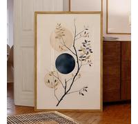 LIMAIDUO Impression sur toile représentant un cercle naturel harmonieux au clair de lune, décoration murale moderne, cadre : 80 x 120 cm