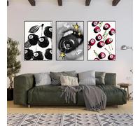 LIMAIDUO Impression sur toile représentant un cerisier à 8 boules, style hipster rétro, décoration de bar, art abstrait, pour dortoir (60 x 90 cm, cadre intérieur)