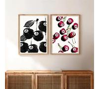 LIMAIDUO Impression sur toile représentant un cerisier à 8 boules, style hipster rétro, décoration murale pour bar, dortoir, maison (40 x 60 cm, sans cadre)