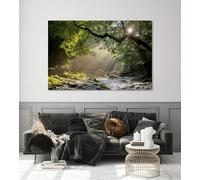 LIMAIDUO Impression sur toile représentant une oasis naturelle, une rivière et une forêt, idéale pour décorer un salon, une chambre ou un bureau, cadre de 80 x 120 cm
