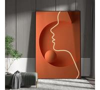 LIMAIDUO Lignes orange Art filles moderne abstrait minimalisme toile peinture affiche et impressions salon chambre décorative 60x90cm sans cadre