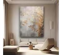 LIMAIDUO Peinture à l'huile moderne abstraite représentant un arbre jaune doré, paysage d'automne (80 x 120 cm, cadre intérieur).