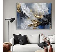 LIMAIDUO Peinture abstraite moderne - Or - Élément - Plumes - Texture - Ombre - Art mural moderne sur toile (50x70cm/sans cadre)
