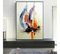 LIMAIDUO Peinture sur toile abstraite, impression sur mer et bateau, image de personnalité, couleur, art mural moderne, affiche pour salon, décoration d'intérieur, 80 x 120 cm, sans cadre