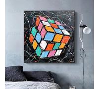LIMAIDUO Peinture sur toile abstraite Pop Art Street Art Rubik's Cube Art mural Affiches imprimées pour salon Décoration d'intérieur 30x30cm Sans cadre