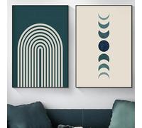 LIMAIDUO Peinture sur toile arc-en-ciel à rayures simples, affiche d'éclipse lunaire, art mural abstrait pour salon, chambre à coucher, décoration (70 x 100 cm x 2, cadre intérieur)