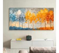 LIMAIDUO Peinture sur toile moderne et simple avec arbre coloré d'automne, affiche d'arbre orange chaud, art mural, décoration de salon, chambre à coucher, 70x140 cm, sans cadre