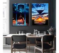 LIMAIDUO Peinture sur toile représentant un sablier, une horloge, un sablier, une horloge, un mur, une décoration d'intérieur, 80 x 120 cm, sans cadre