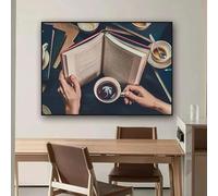 LIMAIDUO Peinture sur toile vintage avec café au lait, affiches et impressions, décoration murale pour bar, cuisine, café, restaurant (60 x 80 cm, cadre intérieur)