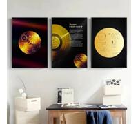 LIMAIDUO Peinture sur toile Voyager 1 Golden Record Space, affiche vintage et impressions, art mural, décoration de salon, club, 30 x 45 cm, 3 cadres