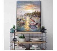 LIMAIDUO Peintures peintes sur toile Ports de pêche et bateaux Image murale pour salon Décoration d'intérieur Art mural Décoration Peinture 50x70cm Sans cadre