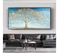 LIMAIDUO Tableau abstrait de paysage sur toile, art mural, images d'arbre doré pour la décoration du salon (55x110cm/sans cadre)