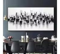 LIMAIDUO Tableau abstrait de paysage urbain, grand format, gris et jaune, décoration murale moderne pour salon (60 x 120 cm/cadre intérieur)