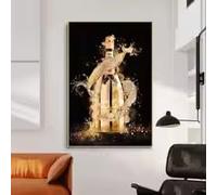 LIMAIDUO Tableau abstrait doré en forme de bouteille de champagne, impression sur toile, affiche, décoration murale pour salle à manger (70 x 100 cm/cadre intérieur)