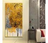 LIMAIDUO Tableau abstrait moderne représentant un arbre à argent, peinture à l'huile sur toile, décoration murale unique (60 x 120 cm/cadre intérieur)