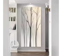 LIMAIDUO Tableau abstrait moderne sur toile - Arbre noir et blanc, Salon, Grande affiche verticale pour chambre (20x40cm/cadre intérieur)