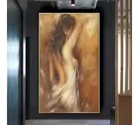 LIMAIDUO Tableau classique d'art corporel sur toile, représentant un personnage en posture, peinture murale délicate réalisée au grattoir, décoration murale moderne (80 x 120 cm/cadre intérieur)