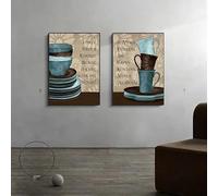 LIMAIDUO Tableau décoratif mural, assiette en verre à vin, art mural vintage, peinture sur toile, décoration intérieure, décoration de chambre (40x60cmx2/sans cadre)