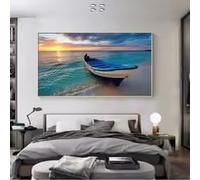 LIMAIDUO Tableau sur toile représentant un bateau, paysage, impression HD pour la décoration du salon (40 x 80 cm/cadre intérieur)