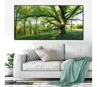 LIMAIDUO Tableau sur toile représentant une forêt naturelle avec des arbres verts, paysage, affiche et impression pour la décoration du salon (80 x 150 cm avec cadre intérieur).