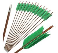 limaity 33.4inch Traditional Bamboo Arrows Handmade Bamboo Arrows Hunting Arrows Target Arrows with 4" Turkey Feather for recurve Bow Traditional longbo (6, Vert)