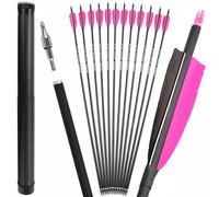 limaity Flèches de Chasse en Carbone de 30 Pouces, rigidité 500, flèches de tir à l'arc avec Plumes de Dinde de 4 Pouces pour arcs à poulies, arcs Classiques et arcs Traditionnels (24 pièces,Type 4)