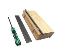 Lime à frettes 3 en 1 pour nivellement des frettes de guitare et profilage des bords avec angles 3, 23 et 35° - Couleur bois