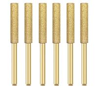Lime à meule, 12 pièces d'accessoires de perçage, bavure diamantée de 4 mm plaquée titane pour tronçonneuse, lime à meule pour l'affûtage précis, rapide et facile de la lame de tronçonneuse (Or)