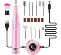 Lime A Ongle Electrique, 35000Rpm Ponceuse Pour Ongles Professionnel Ongles Manucure Machine, Puissant Moteur 11 In 1 Portable Kit De Manucure Pedicure Salon Et Maison (Rose)
