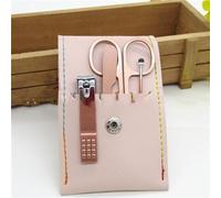 Lime à Ongles Ciseaux à Ongles Kit Manucure Pédicure Pratique à Utiliser Ensemble de Manucure Robuste pour Outil à Ongles de Voyage, 4PCS Rose A